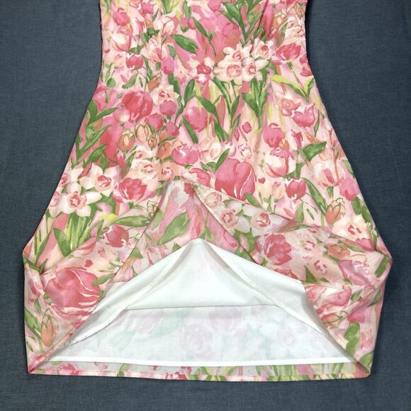 Tommy Hilfiger Mini Shift Dress Women 8 Pink Green Floral Sleeveless Beachy Boho - Picture 5 of 14